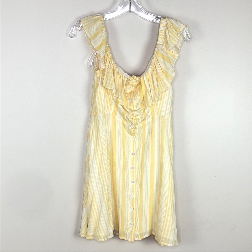 impeccable pig yellow striped a-line off the shoulder belle inspired dress - Picture 3 of 7
